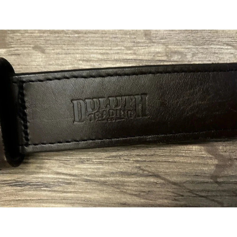 Duluth Trading Men's Lifetime Black Leather Belt Size 48 Good Condition